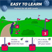 Bucketgolf Original Game 3 Hole Travel Set with Clubs