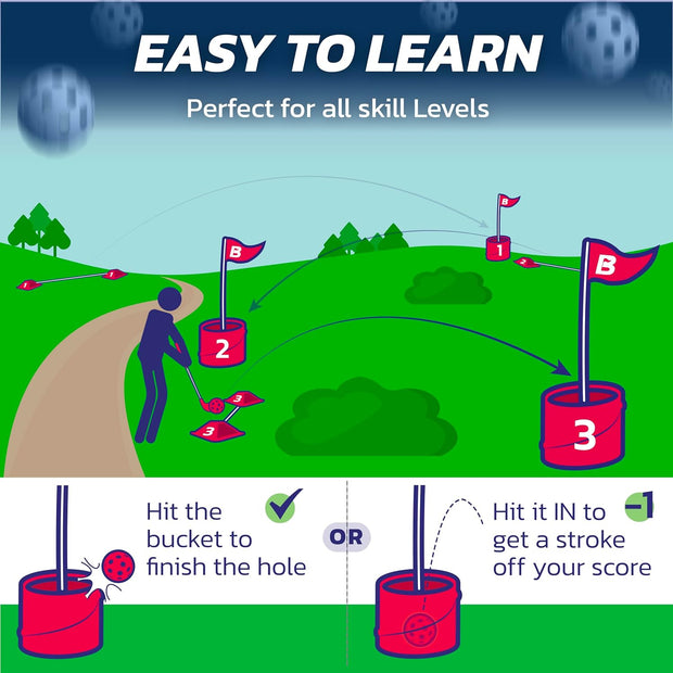 Bucketgolf Original Game 3 Hole Travel Set with Clubs