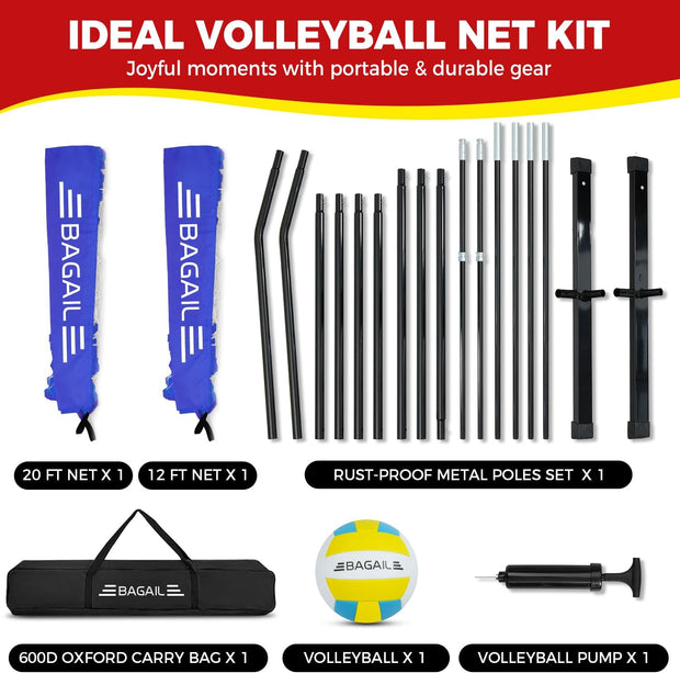 Volleyball Net, 12ft/20ft Portable Volleyball Net for Backyard