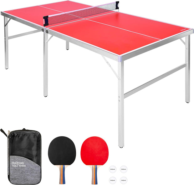 Indoor/Outdoor Portable Table Tennis Game with Net, 2 Table Tennis Paddles and 4 Balls