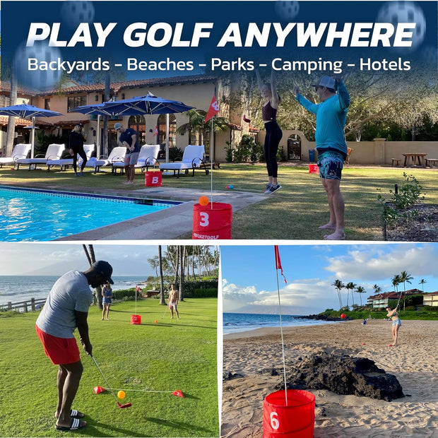 Bucketgolf Original Game 3 Hole Travel Set with Clubs