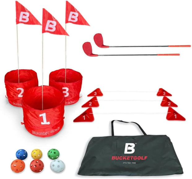 Bucketgolf Original Game 3 Hole Travel Set with Clubs