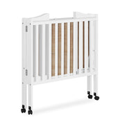 2-in-1 Lightweight Folding Portable Stationary Side Crib in White, Greenguard Gold Certified